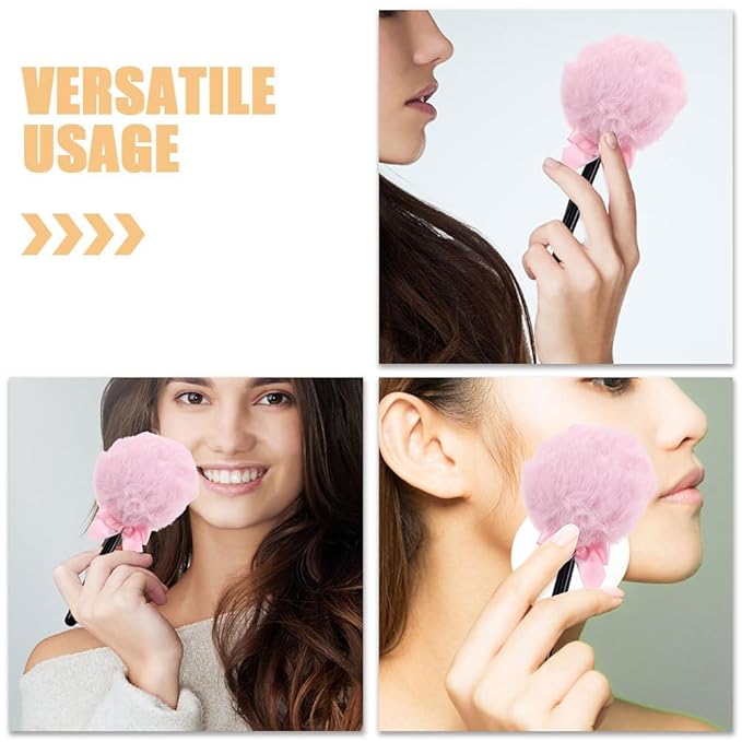 Lollipop Shape Fluffy Powder Puff Long Handle Makeup Applicator for Face and Body Loose Setting Powder Absorption