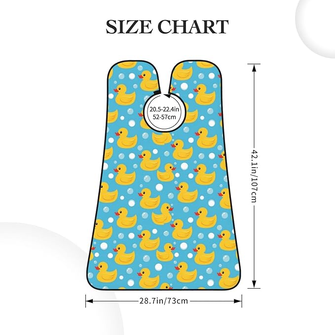 Beard Bib with 3 Suction Cups, Non-Stick Waterproof Hair Catcher Apron, Men's Shaving Essential for Grooming, Yellow Rubber Ducks Print Shave Bib