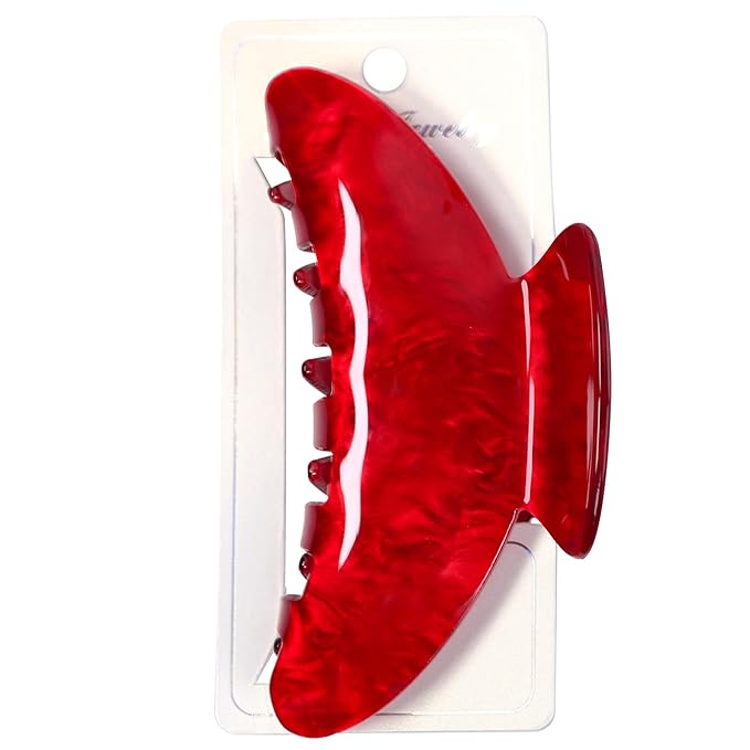 OWIIZI Durable Acetate Hair Clips for Women 4.13" Cute Hair Claw Clips Ponytail Barrette Strong Hold Acrylic Butterfly Jaw Hair Accessories for Girls Long Thick Hair(Red)