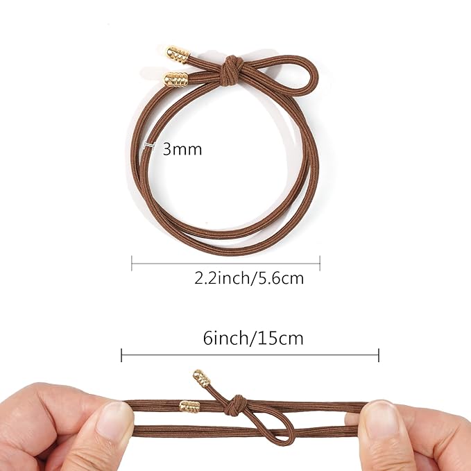 25 PCS Elastics Knotted Hair Ties for Women, Adjustable No Damage Ponytail Holders for Women Girls, 3MM Rubber Bands for Hair, 5 Colors