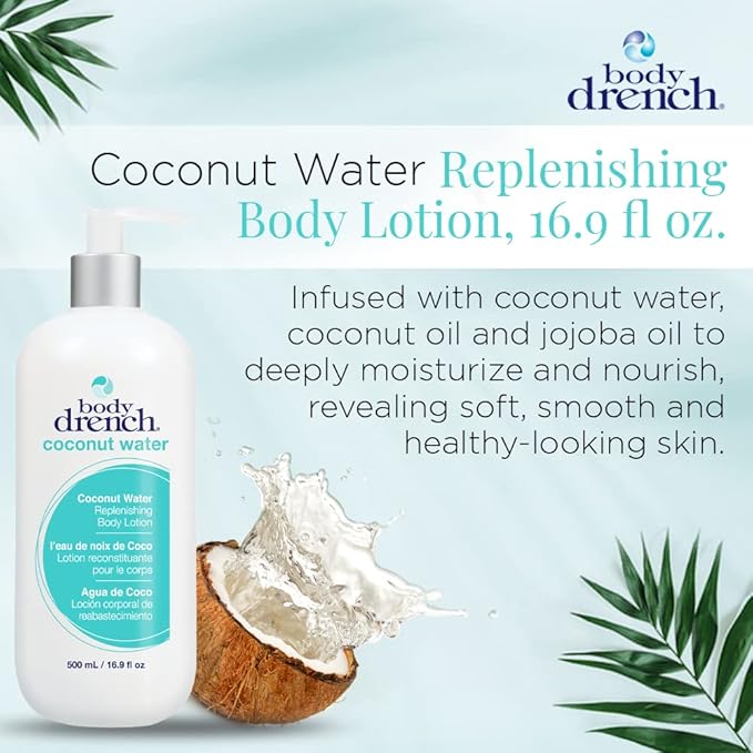 Body Drench Body Lotion for Women, Coconut Water – Hydrating Coconut Lotion for Dry Skin, Moisturizer Skin Care, 16.9 fl oz
