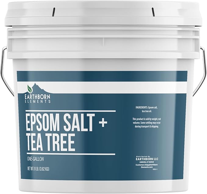 Earthborn Elements Tea Tree Epsom Salt (1 Gallon) Pure & Undiluted, Soothing Aroma