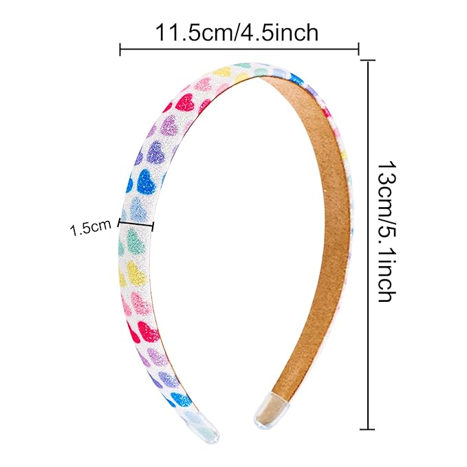 Fishdown Rainbow Headband for Girls，8 pcs Glitter Headbands for Girls, Glitter Heart Headband for Toddler Kids Sequin Headbands for Girl