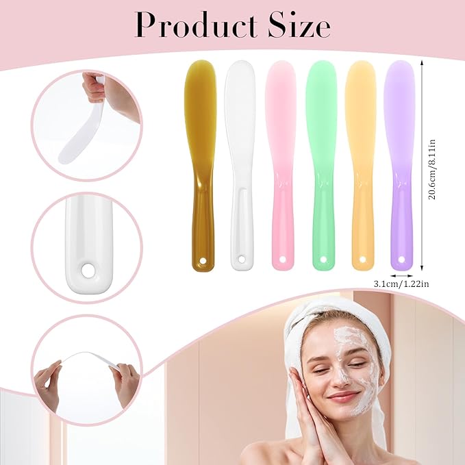 6 Pcs Cosmetic Spatulas, Face Mask Makeup Spatula, Reusable Plastic Lotion Spatulas, Face Mask Applicator Tool for Skincare Scoop for Cream Mixing, Jar Scraping, Skincare Tools (Colored)