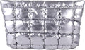 Puffy Quilted Makeup Bag, Cosmetic Bag, Travel Toiletry Organizer Pouch, Clutch for Women (Silver)