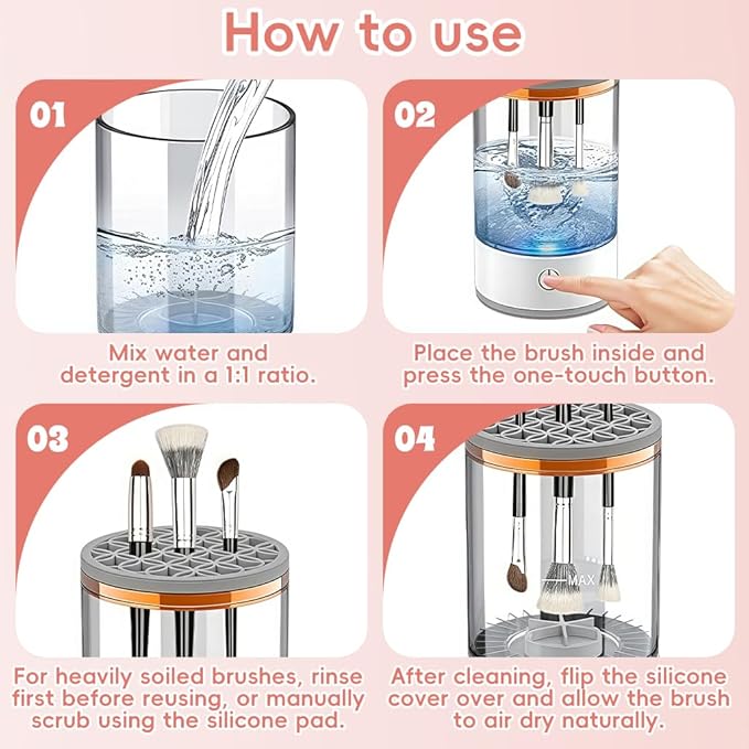 3 In 1 Electric Makeup Brush Cleaner Machine,Automatic Makeup Brush Cleaner Electric,Cleaning Tool,Cosmetic Brushes Cleaners,For Deep Cleaning (White)