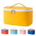 Meiyuuo Makeup Bag Large Cosmetic Bags for Women Girls Cute Travel Zipper Pouch Toiletry Organizer for Beauty Essentials Waterproof (Yellow)