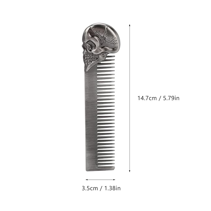 Pocket Beard Comb, 5.79in Skull Pattern Hair Comb for Men, Smooth Oil Hair Styling Travel Comb for Hair Beard Home Salon