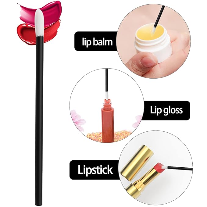 100 Pieces Disposable Lip Wands Lip Gloss Applicators Lipstick Lint Free Wands Makeup Applicator Lip Brushes Doe Foot Applicator