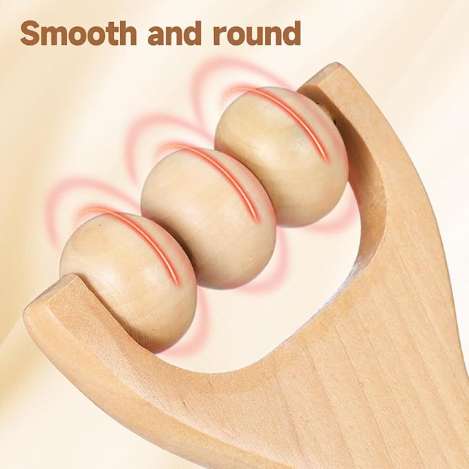 Ciieeo 2Pcs Wooden Massage Roller Massager Wooden Trigger Point Body and Face Roller for Foot Shoulder Neck and Waist Relaxation - Improve Sleep Quality