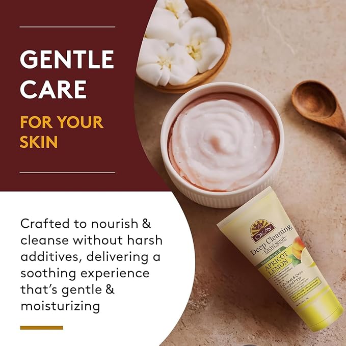 OKAY Oil Control Facial Scrub Exfoliator - Exfoliating Face Wash, Face Scrub for Women and Men, Moisturizing and Brightening, Leaves Skin Smooth and Clean, Paraben Free - Apricot Lemon, 6 oz (1 Pack)