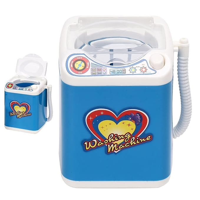 Mini Washing Machine, Electric Mini Quick Dry Cleaning Washer Cosmetic Tool Cleansing Machine for Home (Blue)