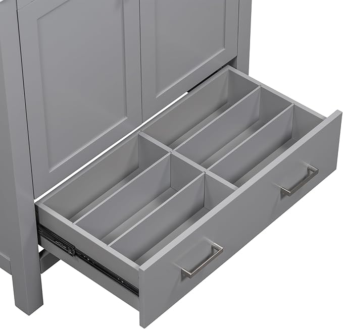Bellemave 30" Bathroom Vanity with Sink Combo Set, Solid Wood Frame Bathroom Storage Cabinet with a Drawer, 2 Soft Closing Cabinet Doors with Organizer, Grey