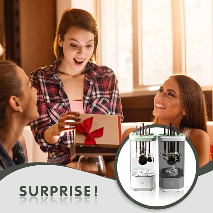 Automatic Makeup Brush Cleaner Machine - Fast Dryer & Deep Cleaning Tool for All Brush Sizes, Portable & Easy to Use.