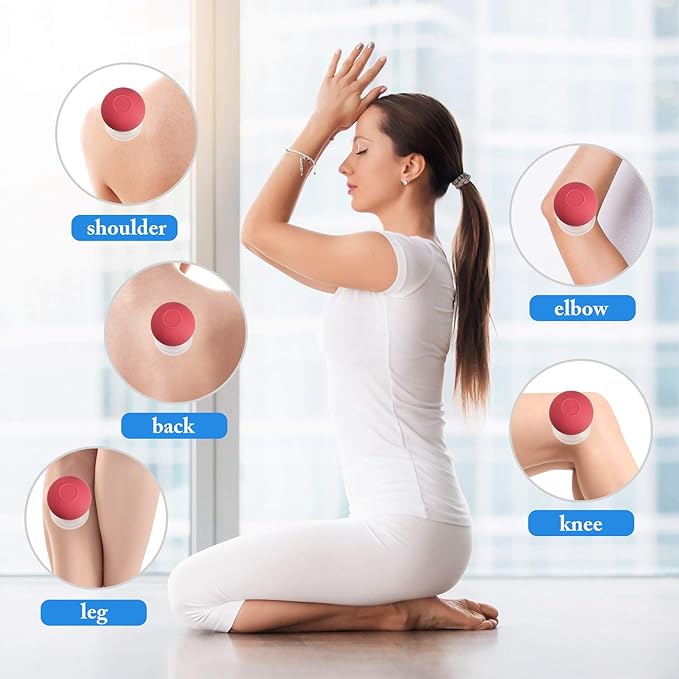BBTO 4 Pieces Glass Cupping Set Glass Silicone Cupping Cups Massage Vacuum Suction Cupping Cups for Body Face Leg Arm Back Shoulder Muscle and Joint Pain (Red)