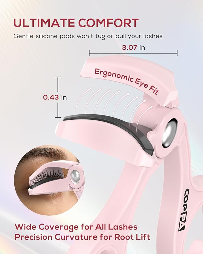 COPPA Heated Eyelash Curler, EC-1 Precision Type Lash Curler Open Style with 65°Heat & Dual-Use Corded Eyelash Curler Easy to Use for All Eye Shapes, No Pinching or Pulling Eyelash Eye Makeup Tool