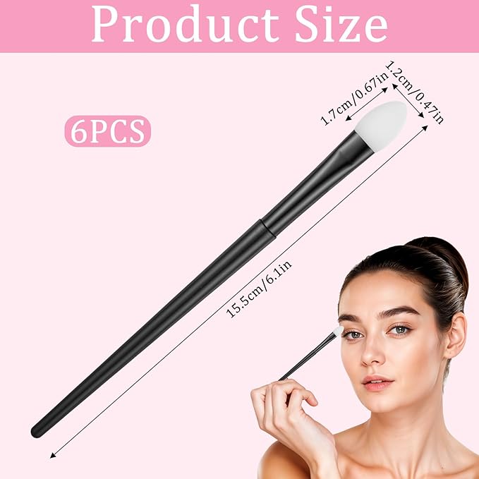 6 Pcs Silicone Eyeshadow Brush, Makeup Applicator Lip Mask Makeup Brushes Silica gel Makeup Eyebrow Lipstick Brushes Lip Mask Makeup Brushes for Liquid Eye Shadow Applying Cream