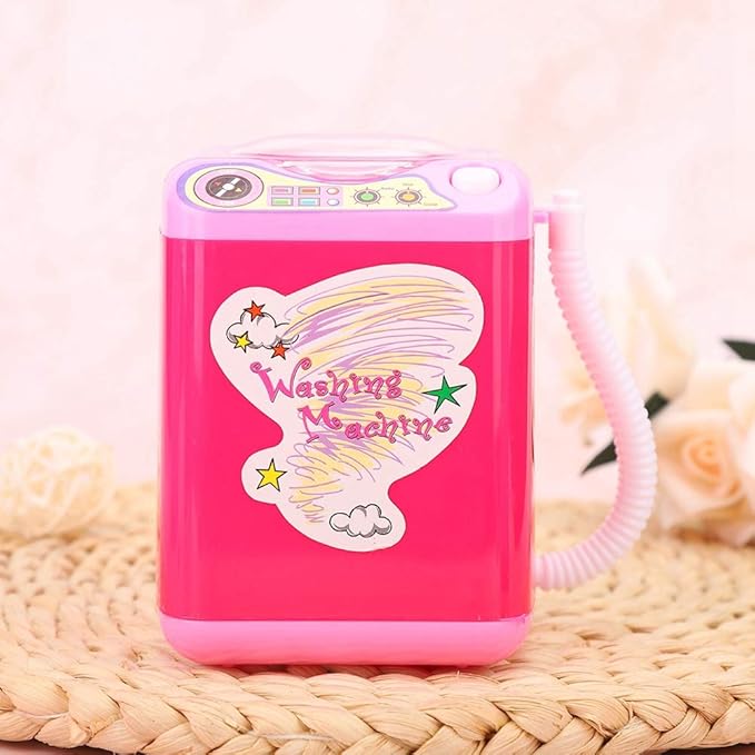 Simulation Electric Makeup Brush Cleaner Automatic Sponge Puff Washing Machine Cosmetic Tool for Kids Adults Rose Red