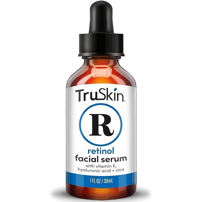 TruSkin Retinol Serum for Face – Gentle, Skin Friendly Anti-Aging Retinoid with Hyaluronic Acid, Cica & Vitamin E – Retinol Facial Serum for Smoother-Looking Skin & Improved Texture, 1 Fl Oz