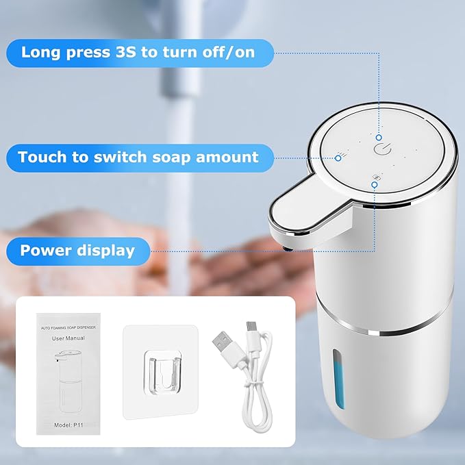 4 Pack Automatic Soap Dispensers,12.8oz/380ml USB Touchless Automatic Foaming Soap Dispenser,Rechargeabled Wall Mounted Smart Soap Dispenser for Bathroom Kitchen Dish Soap