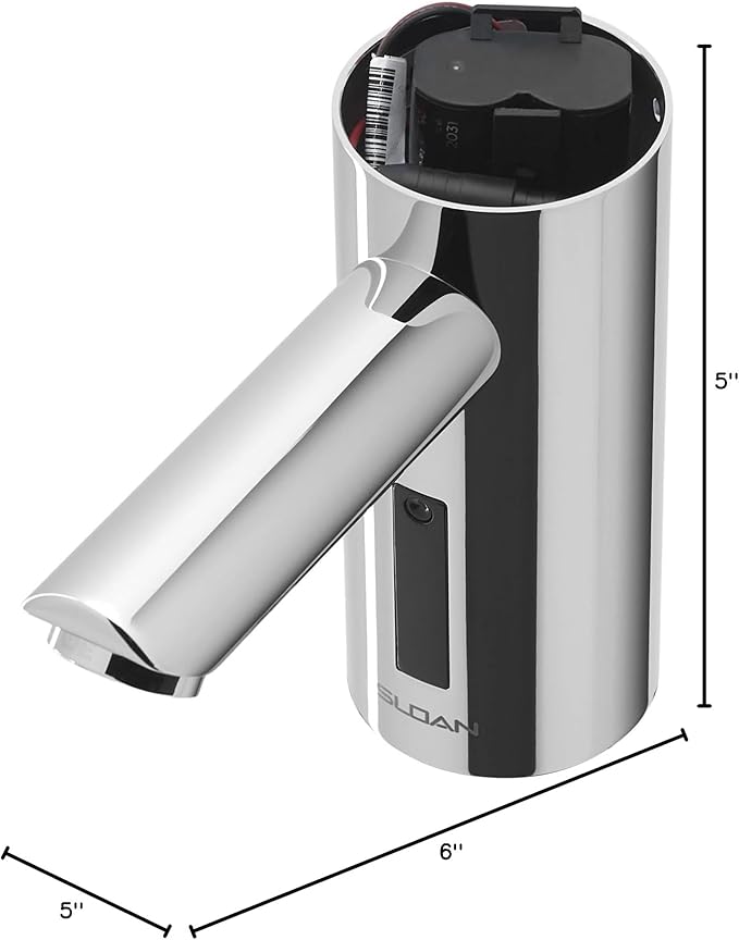 Sloan Optima EAF-250 Sensor Activated Touch-Free Faucet, Commercial Grade w/Mounting Hardware - 0.35 GPM Battery-Powered Deck-Mounted Mid Body, Polished Chrome Finish, 3335155