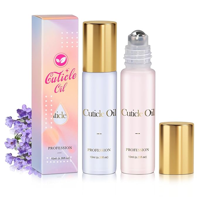JIASHENG Cuticle Oil, Scented Roll on Cuticle Nail Oil for Nails, Hydrates, Moisturizes, Strengthens, Repairs, Revitalizing for Nails Damage Dry Cuticles, Rose & Lavender, 20 ml