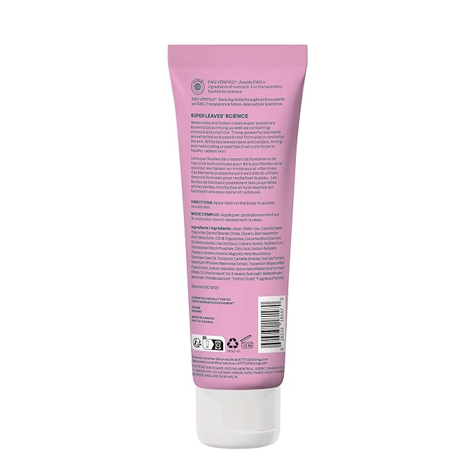 ATTITUDE Body Lotion, EWG Verified, Vegan & Cruelty-Free, Hydrating Moisturizer for Dry Skin, Non-Greasy, Skin Care, Coconut & Wild Berries, 8 Fl Oz