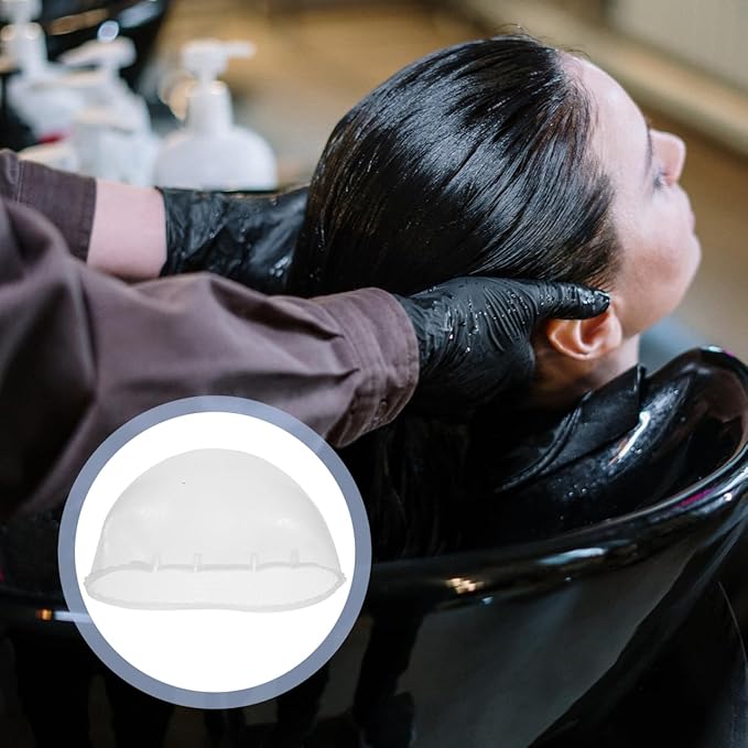 Reusable Silicone Highlight Cap with Hook Hair Dye Cap with Holes for Even Hair Coloring at Home and Salon Use