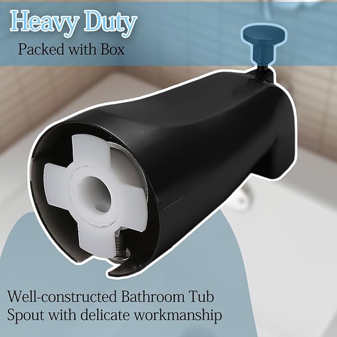 Luomorgo 1 Pc Bath Tub Spout with Diverter, Black Tub Spout Universal Fits 1/2" Copper Water Pipe, Bathroom Shower Bathtub Faucet Spout with Hex Wrench, Thread Tape