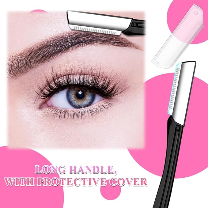 8-in-1 Eyebrow Grooming Kit – Professional Eyebrow Trimmer, Scissors, Tweezers, Brush & Dermaplaning Tool – Precision Brow Shaping Kit for Men & Women – Includes Leather Travel Case
