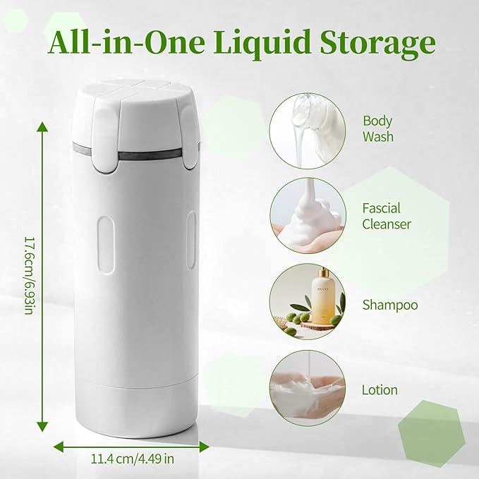4 in 1 Travel Dispenser, 4 Pack 30ML Travel Bottles for Toiletries, Leak Proof Travel Size Containers, Portable for Shampoo Lotion Conditioner Cream, White