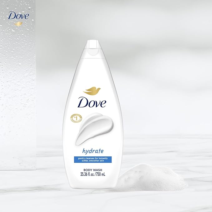 Dove Body Wash Hydrate 4-Pack – Moisturizing Cleanser for Smooth, Soft Skin, 25.3 Oz Ea