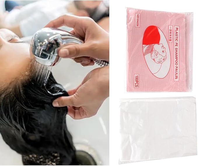 100 Pack Disposable Shampoo Capes Waterproof Hair Washing Shoulder Cover Cape for Bedridden Inflatable Shampoo Basin Portable Shampoo Bowl Salon Wash Sink Hair Wash Tub Shampoo Bed