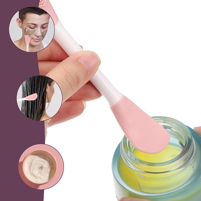 4 Pcs Face Mask Applicators, Double-Ended Mask Applicator Tool, Silicone Face Mask-Brush, Beauty Skincare Supplies Tool, Massage Spatula, Reusable Facial Brushes Applicator for Clay, Cream, Lotion