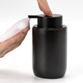 Black Foam Soap Dispenser,Foaming Dispenser for Kitchen & Bathroom,12oz Ceramic Soap Dispenser with Foam Pump for Hand Wash(Matte)