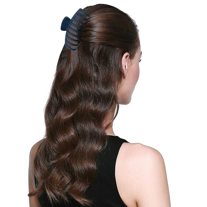 2 Pack Big Hair Claw Clips Nonslip Large Claw Clip for Women and Girls Hair,Strong Hold Grips Hair Accessories 4 Inch (Blue)