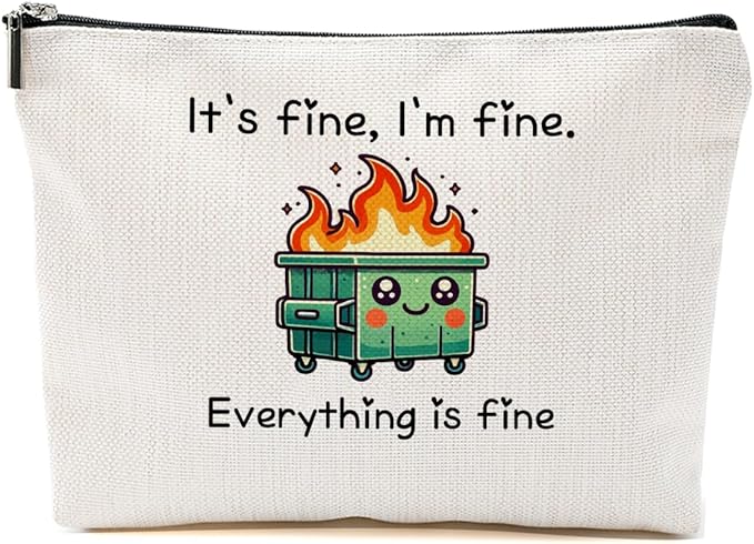 White Elephant Gifts Funny Dumpster Fire Makeup Bag, Employee Appreciation Gifts Cosmetic Bags, Inspirational Encouragement Gift for Women Girls Coworker Friends Toiletry Pouch Makeup Pouch