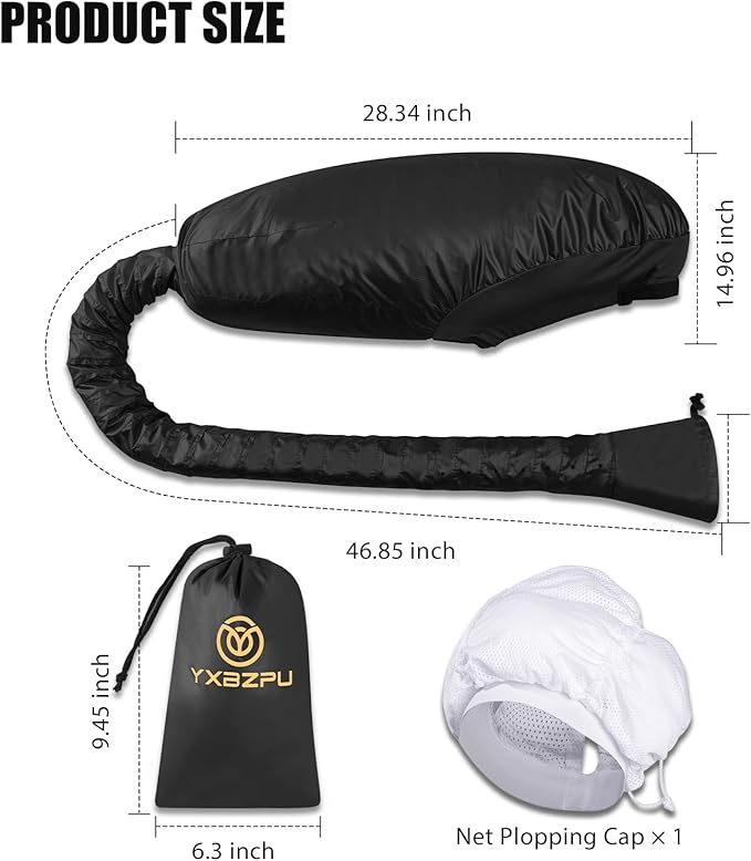 Bonnet Hair Dryer, Hooded Hair Dryer Attachment, Dryer Hooded Diffuser Cap for Curly,Speeds Up Drying Time, Safety Deep Conditioning at Home(Black)