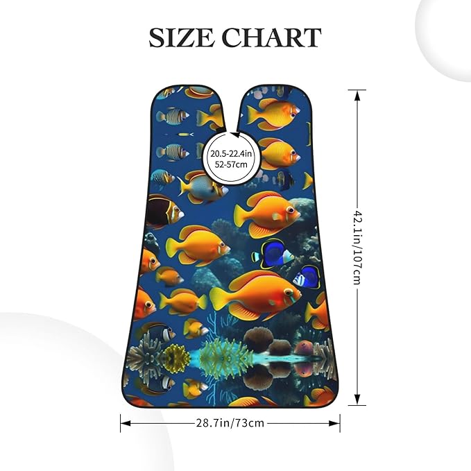 The Underwater World Tropical Fish Print Beard Bib Apron For Men, Beard Hair Catcher For Men Shaving Trimming,Beard Cape Cloth