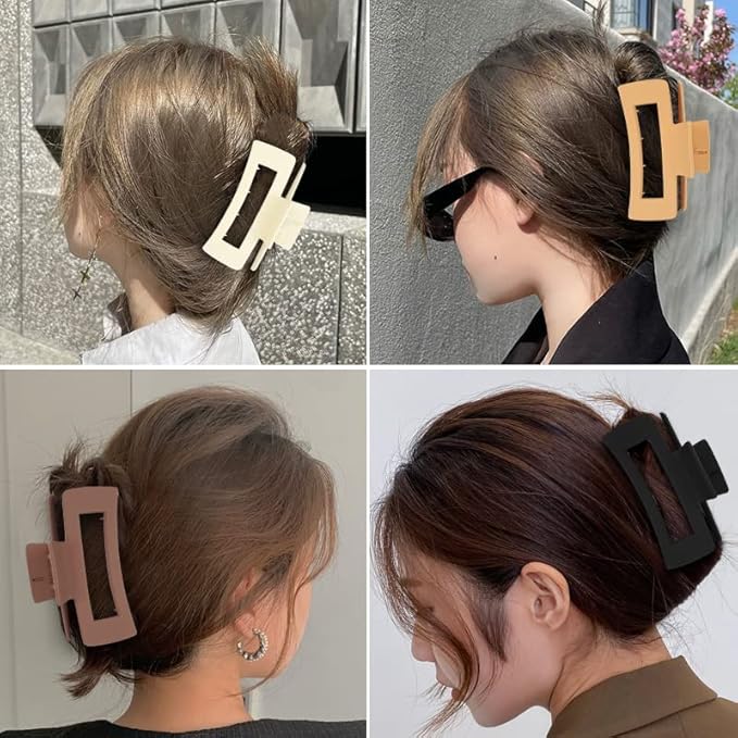 laxizar Hair Claw Clips 8 PCS 4.1 Inch Barrettes Rectangle Shape Clips Fashion Hair Clips
