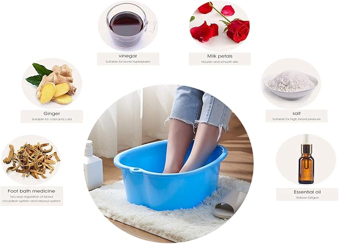 AXLOFO® Foot Soaking Bath Basin, Large Plastic Foot Soaking Tub, Feet Massage Feet Bath Bucket, Great for Getting The Dead/Old Skin Off Your Foots (bluebasin)