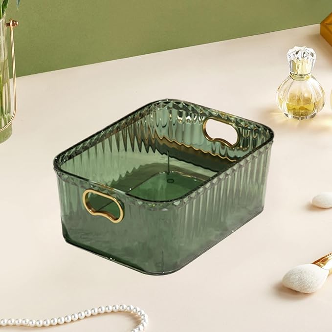 Acrylic Makeup Storage Bin Jewelry Organizer Storage Container Lightweight Multipurpose Portable for Pantry Laundry Accessory, Dark Green