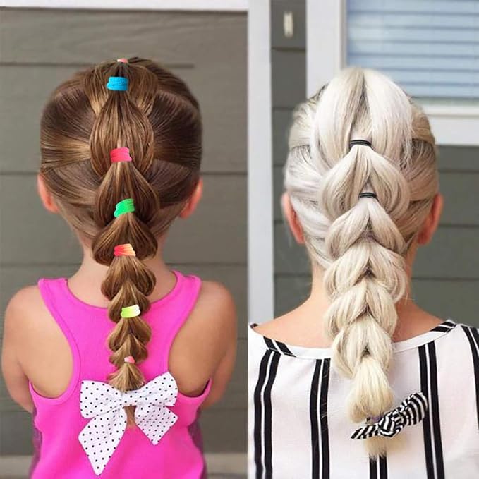 300 Pack Hair Ties BEoffer Baby Toddlers Girls Elastics Hair bands No Damage Black Colorful Small Rubber Bands Ponytail Pigtails Holders Not Harm to Hair (Color A)