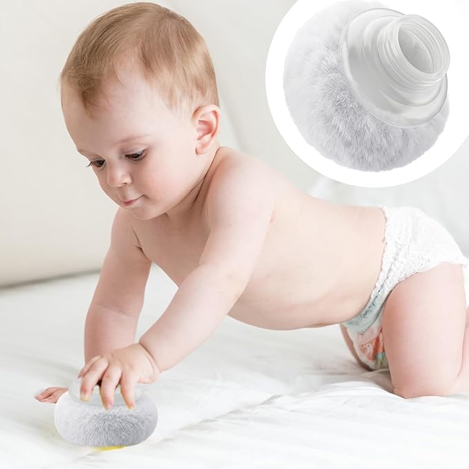 Sibba Storage Body Powder Container, 3.15 Inch Powder Puff with Container, Fluffy Body After-Bath Powder Case, Baby Care Talcum Powder Puff Box with Hand Holder