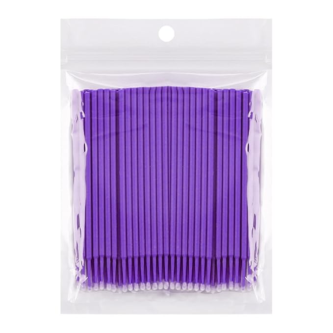 Tbestmax 500 Pcs Micro Applicator Brush Micro Swabs, Disposable Eye Lashes Mascara Wands for Eyelash Extension Purple