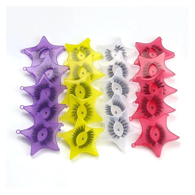 4Pcs Empty Plastic Lash Boxes Star Shape Eyelash Storage Box Travel Case 3D False Eyelashes Packaging Gift Boxes Holder Organizer for Women Girl Eyelash Storage and Packaging False Eyelashes, 4 Colors