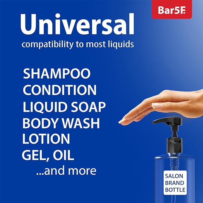 Liter 33.8 oz Shampoo Conditioner Pumps Fits Salon Brand Bottles, 2-Pack Pump Top Dispenser Compatible with 1-inch Neck Diameter Bottles (Black)