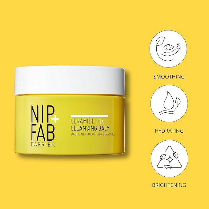 Nip+Fab Ceramide Fix Cleansing Balm 2.53 Fl Oz, Makeup Removing Balm with Niacinamide and Biolin for Dry Sensitive and Aging Face Ski, Skin Barrier Support Fragrance Free Vegan, Hydrating