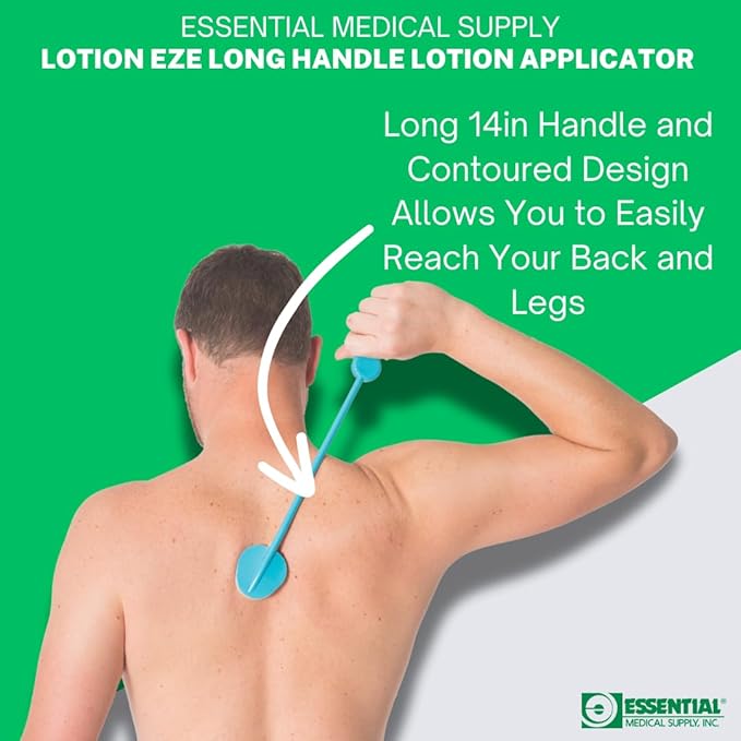 Essential Medical Supply Lotion EZE Long Handle Lotion Applicator with Sponge in a Pack of 2 - Perfect for Applying Sunscreen and Lotion to Back and Hard-to-Reach Areas