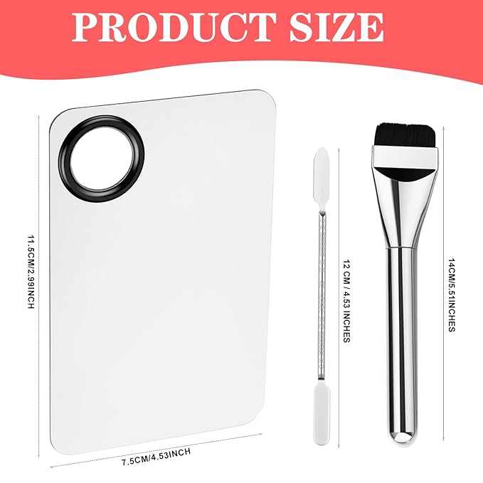 Makeup Mixing Palette Stainless Steel Makeup Palette Tray Metal Make up Mixing Tray with Makeup Spatula for Foundation Make up Eye Shadow and Nail